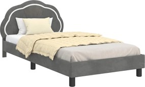 vidaXL Cadru de pat pentru copii cu spătar Gri închis 80 x 200 cm