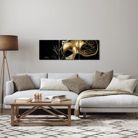 Tablou masca aurie (cu ceas) (90x30 cm)