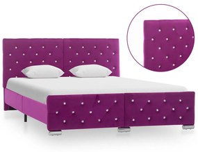 Cadru de pat, violet, 140 x 200 cm, material textil Violet, 140 x 200 cm