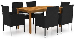 3067835 vidaXL Set mobilier de grădină, 7 piese, negru