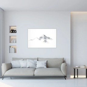 Tablou - Pictură cu cerneală de munți (90x60 cm)