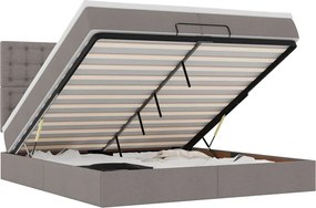 vidaXL Cadru de pat otoman cu saltele Taupe 200x200cm țesătură