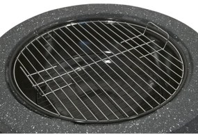 Vatră portabilă pe lemn cu grătar, antracit