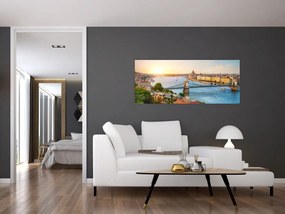 Tablou cu orașul Budapesta și râu (120x50 cm)