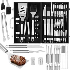 Set de grătar în cutie 26 buc - unelte de grătar din oțel inoxidabil