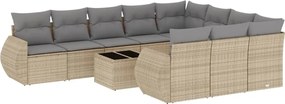 vidaXL Set canapele de grădină cu perne, 11 piese, bej, poliratan