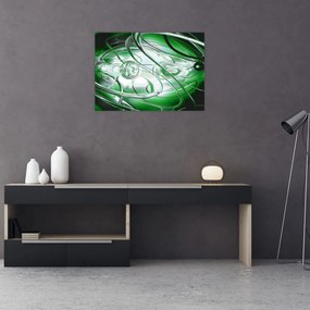 Tablou pe sticlă abstract verde (70x50 cm)