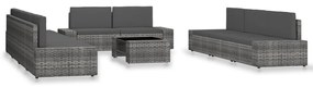 vidaXL Set mobilier de grădină, 10 piese, gri, poliratan