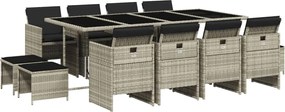 vidaXL Set mobilier de grădină cu perne 13 piese gri deschis poliratan
