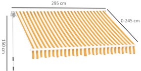 Copertina de soare Outsunny pliabila, impermeabila, Portocaliu, Alb, 295x245cm | Aosom RO