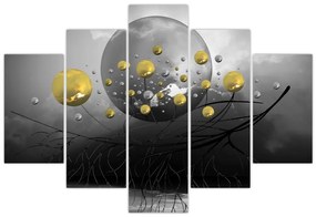 Tabloul cu bile abstracte aurii (150x105 cm)