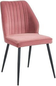 Scaun DEX, roz/negru, stofa catifelata/metal, 61x49x86 cm