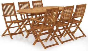 vidaXL Set mobilier de exterior pliabil, 7 piese, lemn masiv de acacia