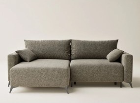 Colțar maro extensibil/cu spațiu de depozitare cu tapițerie din chenille (cu colț pe partea stângă/cu șezlong) Leon – Maison de Rêve