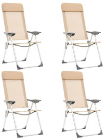 vidaXL Scaune de camping pliante, 4 buc., crem, aluminiu