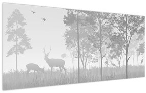 Tablou - Pajiște cu cerbi (120x50 cm)