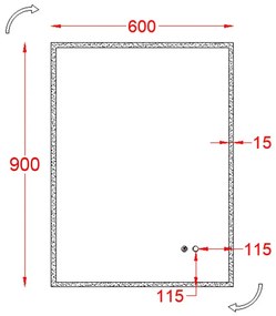 Oglinda dreptunghiulara cu iluminare LED 3 culori si rama aluminiu, 90 cm, Fluminia Siza