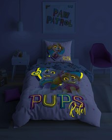 Lenjerie de pat luminoasa PAW PATROL Pups rule roz Dimensiune lenjerie de pat: 70 x 80 cm | 140 x 200 cm