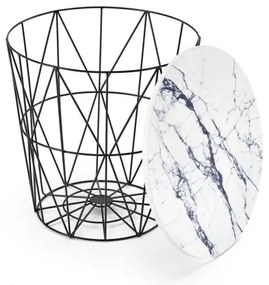 Măsuță de cafea HARISSA 41x42 cm negru/alb decor marmorat