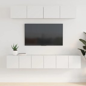 Set dulap TV, 5 piese, alb, lemn prelucrat 5, Alb, 80 x 30 x 30 cm