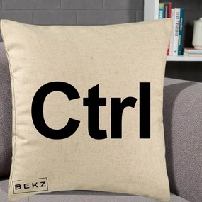 Perna Personalizata Tasta Ctrl Tipografie Bold, 40x40 cm, Bej, Husa Detasabila, Perna Inclusa, BEKZ®
