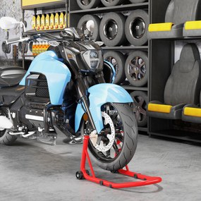 HOMCOM Set suport pentru motocicletă față/spate Montare motociclete Ridicator motocicletă până la 544 kg Oțel Roșu | Aosom Romania