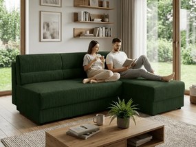 Coltar extensibil de colt TAVERO SLIM, verde inchis, reversibil, 201x140 cm