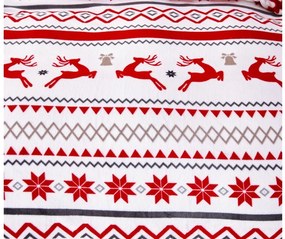 Lenjerie de pat din microplus RETRO CHRISTMAS alb + cearceaf din microplus SOFT 90x200 cm alb