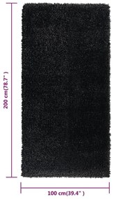 Covor moale cu fire inalte, negru, 100x200 cm, 50 mm Negru, 100 x 200 cm