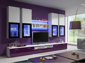 Mobilier living Aston 1 (Alb + violet) (cu iluminat). 611003