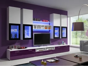 Mobilier living Aston 1 (Alb + violet) (cu iluminat). 611003