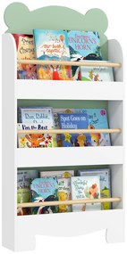 AIYAPLAY Bibliotecă Copii 3 Rafturi în Formă de Ursuleț 55x15x110 cm, Verde | Aosom Romania