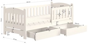 Pat copii din lemn Alvins 90x200 - pin