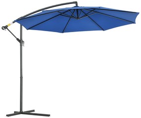 Outsunny Parasol deplasat octogonal inclinabil pliabil cu diametrul de 3 m, parasol de grădină cu suport în formă de cruce, albastru | Aosom Romania