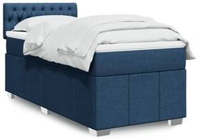 vidaXL Pat box spring cu saltea, albastru, 80x200 cm, textil