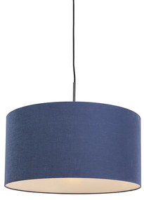 Lampă suspendată modernă neagră cu abajur albastru antic 50 cm - Combi 1