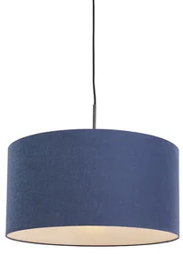Lampă suspendată modernă neagră cu abajur albastru antic 50 cm - Combi 1