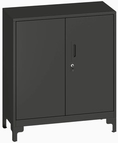 HOMCOM Dulap birou din metal, uși blocabile, comodă de birou, design cu două niveluri, Negru | Aosom Romania