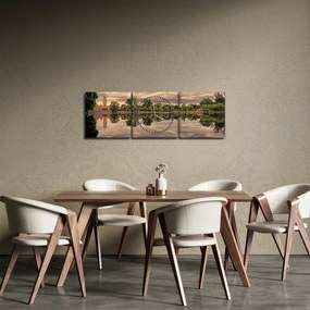 Tablou cu lac și copaci (cu ceas) (90x30 cm)