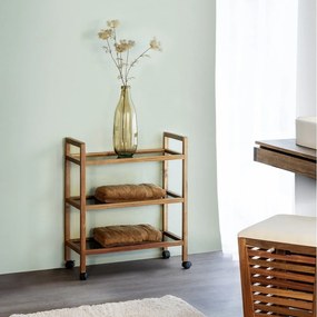 Etajeră de baie neagră/în culoare naturală din lemn de acacia 65x76,5 cm Fondi – Wenko