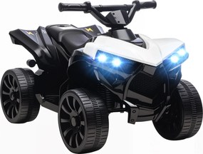 AIYAPLAY ATV Electric pentru Copii 6V, Mașină cu 4 Roți cu Muzică și Faruri LED, pentru Vârste 3-8 Ani, Alb, Negru | Aosom Romania