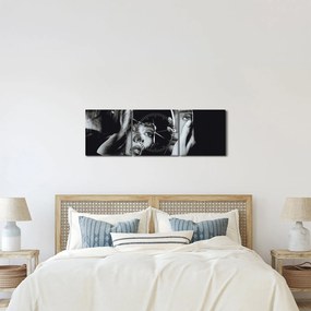 Tablou - Privind în oglindă (cu ceas) (90x30 cm)