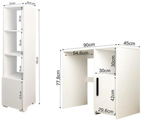 Masă PC cu raft Kankan (Alb). 1088945
