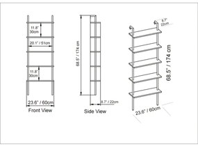 Bibliotecă de perete PAULA 174x60 cm albă