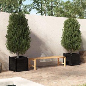 Jardiniere gradina 2 buc. negru 50x50x50 cm lemn masiv de pin 2, Negru