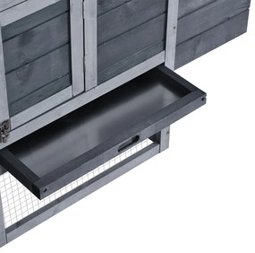 PawHut Coteț prefabricat din lemn pentru 2 găini cu gard pentru grădină 150.5 x 54 x 87cm, gri închis | Aosom Romania