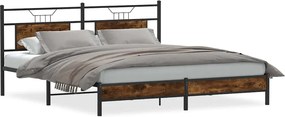 vidaXL Cadru de pat fără saltea Stejar afumat 160x200cm Lemn prelucrat