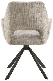 Scaun de sufragerie gri deschis cu cotiere tapițat Graham – Actona