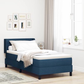 vidaXL Pat cu saltea albastru, 90 x 200 cm, din material textil.