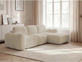 Colțar bej extensibil/cu spațiu de depozitare cu tapițerie din țesătură bouclé (cu colț pe partea dreaptă/cu șezlong) Montaigne – Bobochic Paris